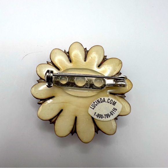 Vintage Purple and Red Floral Lucinda Flower Brooch w/ Gloss Finish - Picture 2 of 4